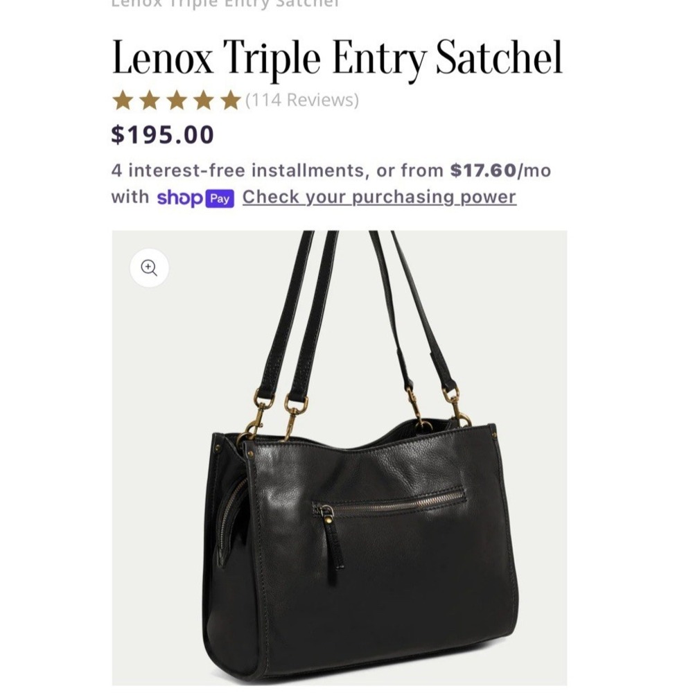 American Leather Company Lenox Triple Entry‎ Black Leather Satchel Handbag - Picture 6 of 16